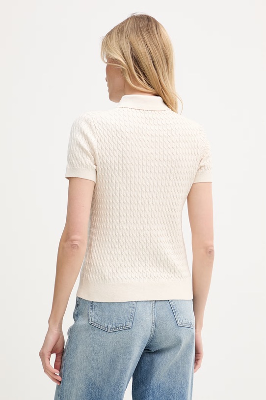 Odzież Tommy Hilfiger polo swetrowe damskie bawełniane WW0WW41474 beżowy