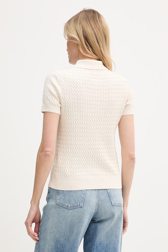 Odzież Tommy Hilfiger polo swetrowe damskie bawełniane WW0WW41474 beżowy