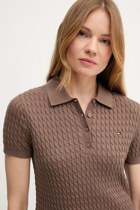 Tommy Hilfiger sweter bawełniany brązowy WW0WW41474