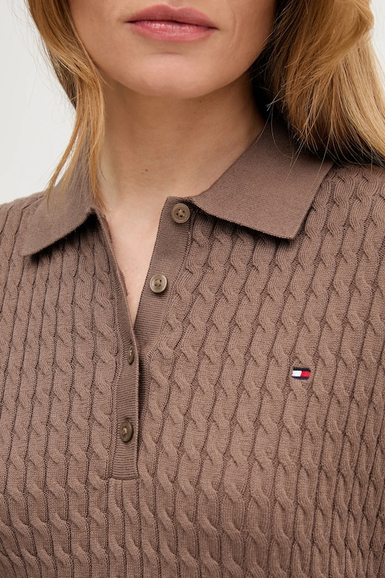 Tommy Hilfiger sweter bawełniany WW0WW41474 brązowy