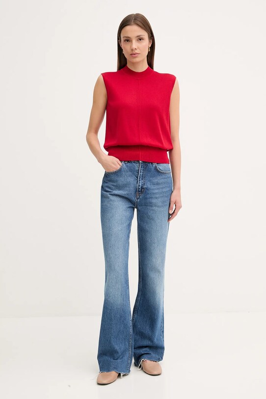 Vesta ze směsi hedvábí Tommy Hilfiger WW0WW45651 červená AW25