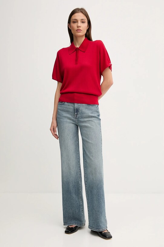 Поло з домішкою шовку Tommy Hilfiger WW0WW45652 червоний AW25
