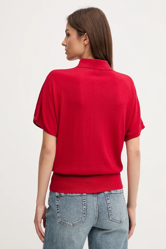 Odzież Tommy Hilfiger polo z domieszką jedwabiu WW0WW45652 czerwony