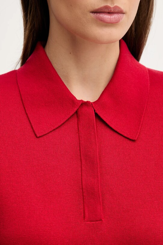 Поло з домішкою шовку Tommy Hilfiger WW0WW45652 червоний