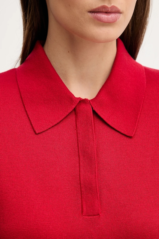 Tommy Hilfiger polo z domieszką jedwabiu WW0WW45652 czerwony