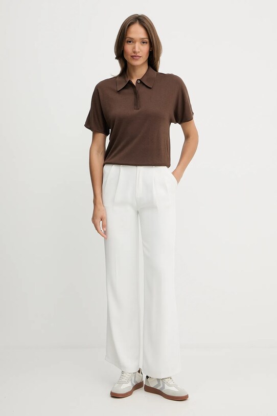 Tommy Hilfiger polo in misto seta WW0WW45652 marrone AW25