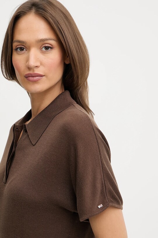 Tommy Hilfiger polo in misto seta marrone WW0WW45652