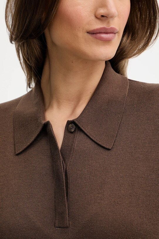 Tommy Hilfiger polo in misto seta WW0WW45652 marrone