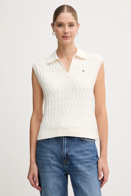 Tommy Hilfiger vestă din bumbac subtiri bej WW0WW45655