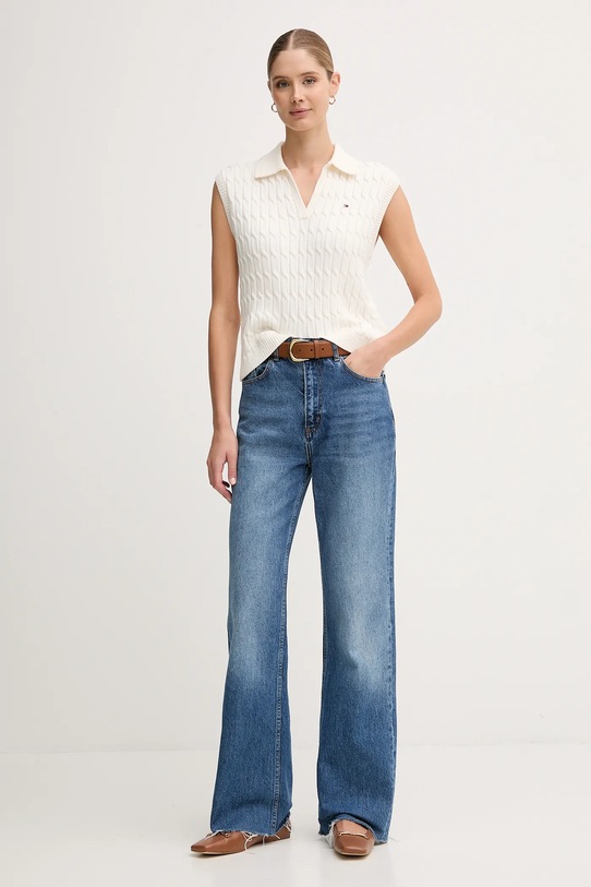 Tommy Hilfiger vestă din bumbac WW0WW45655 bej AW25