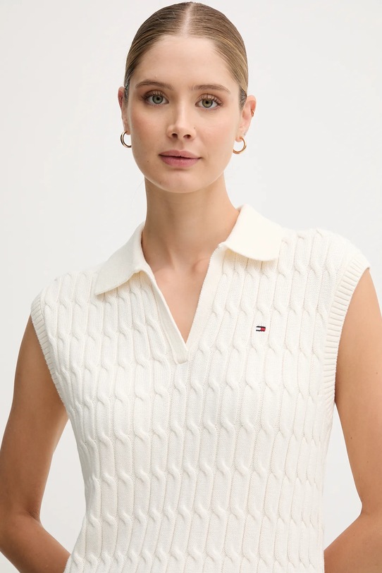 Tommy Hilfiger vestă din bumbac bej WW0WW45655