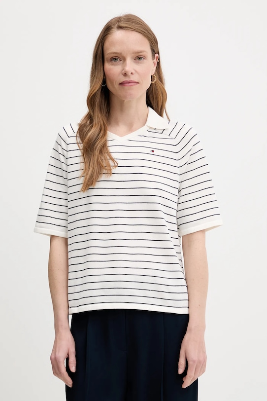 Tommy Hilfiger sweter bawełniany wzorzyste biały WW0WW45694