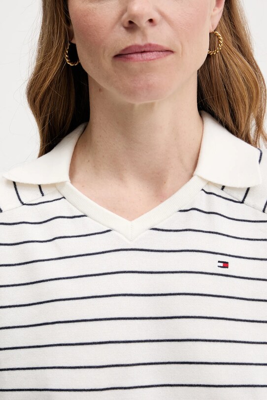 Tommy Hilfiger pulover de bumbac WW0WW45694 alb