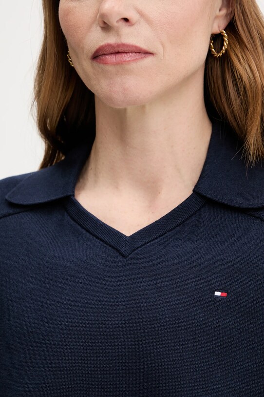 Tommy Hilfiger pulover de bumbac WW0WW45694 bleumarin