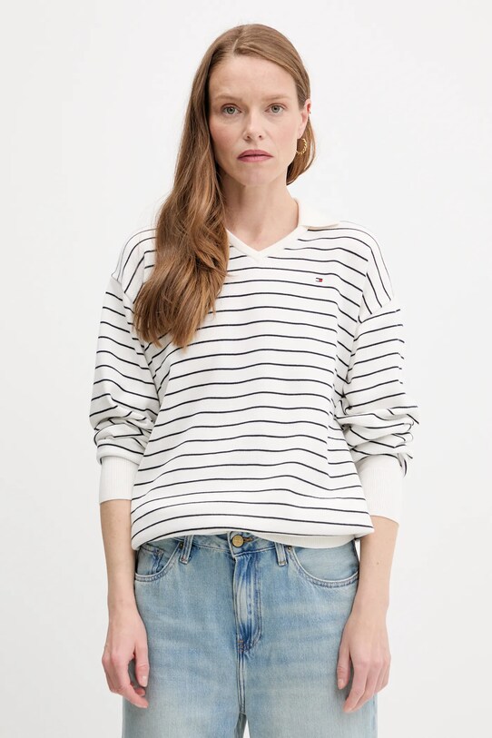 Tommy Hilfiger pulover de bumbac subtiri alb WW0WW45695