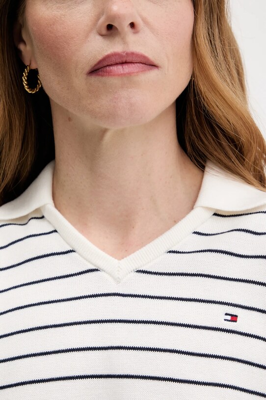 Tommy Hilfiger pulover de bumbac WW0WW45695 alb