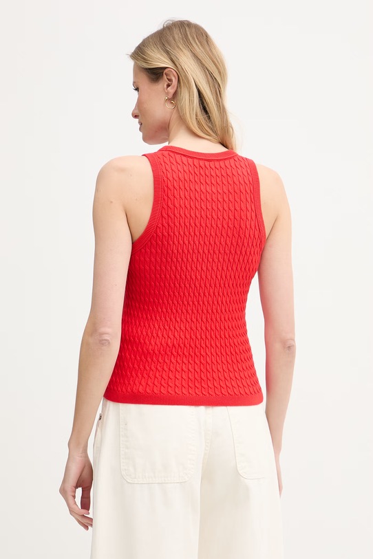 Дрехи Tommy Hilfiger топ дамски от памук WW0WW45706 червен