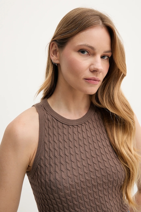 Tommy Hilfiger kamizelka bawełniana brązowy WW0WW45706