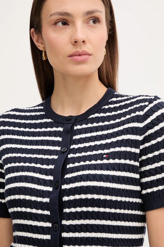 Tommy Hilfiger cardigan din bumbac bleumarin WW0WW45707