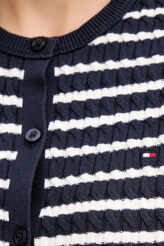 Bavlněný kardigan Tommy Hilfiger WW0WW45707 námořnická modř