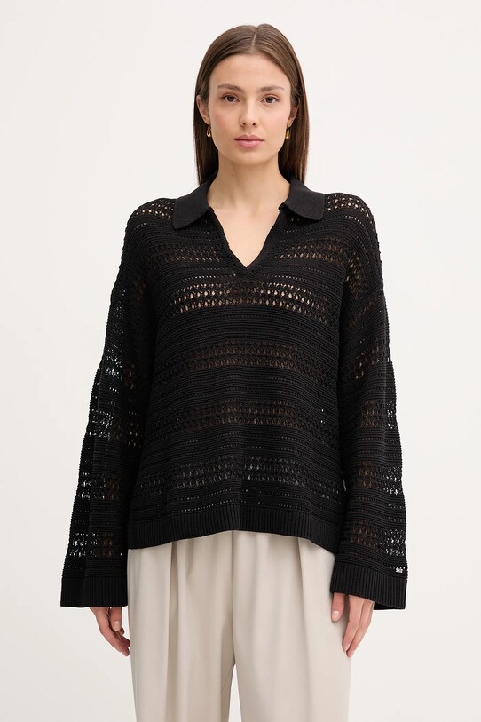 Svetr Tommy Hilfiger jemný vzor černá WW0WW46524