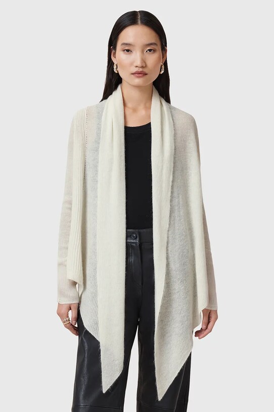 AllSaints kardigan z domieszką wełny HARPER z domieszką wełny biały W052KC