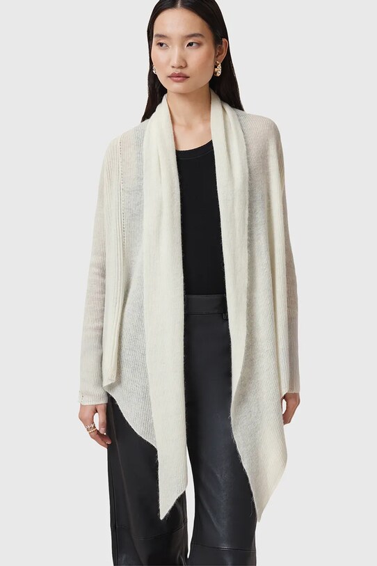 AllSaints kardigan z domieszką wełny HARPER biały W052KC