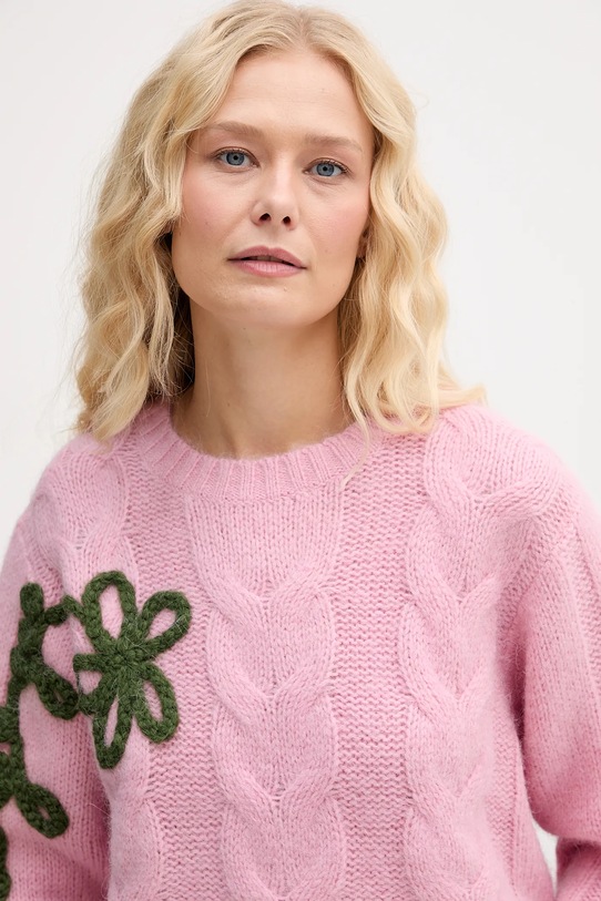 Stine Goya sweter z dodatkiem wełny różowy SG.AW25.K050.2418