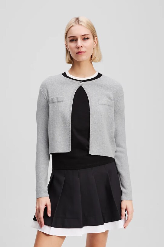 Karl Lagerfeld cardigan din amestec de lână melanj gri A3W18033