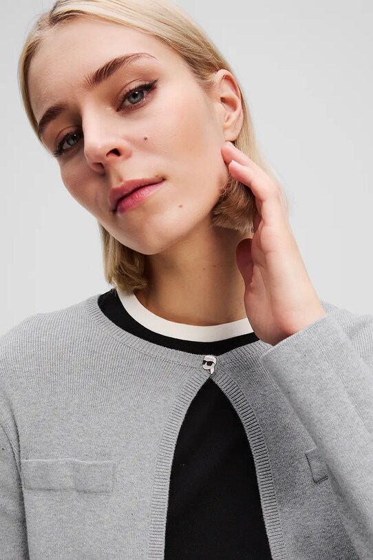 Îmbrăcăminte Karl Lagerfeld cardigan din amestec de lână A3W18033 gri