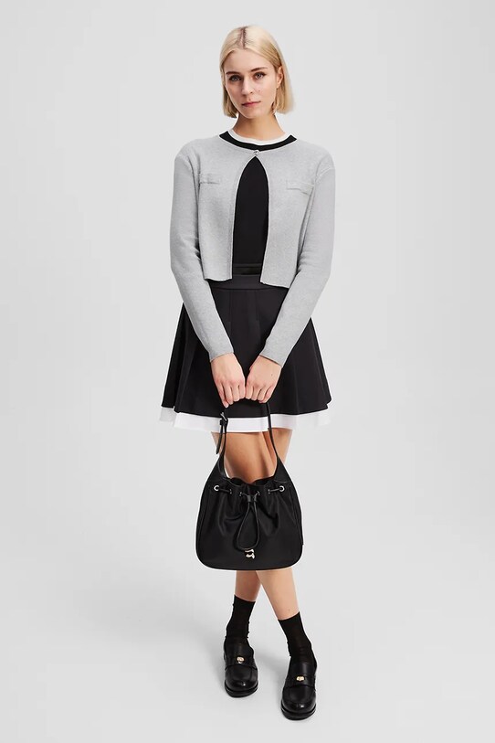 Karl Lagerfeld cardigan din amestec de lână gri A3W18033