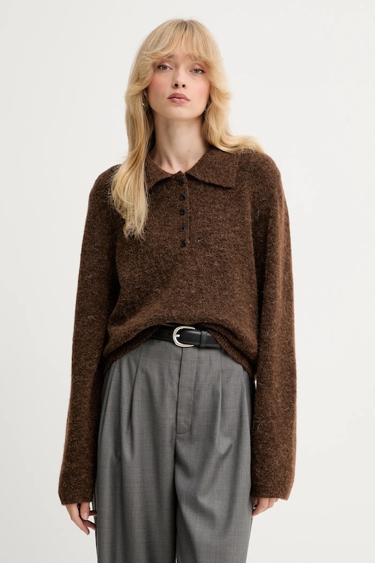 Gestuz sweter wełniany wełna brązowy 10910534