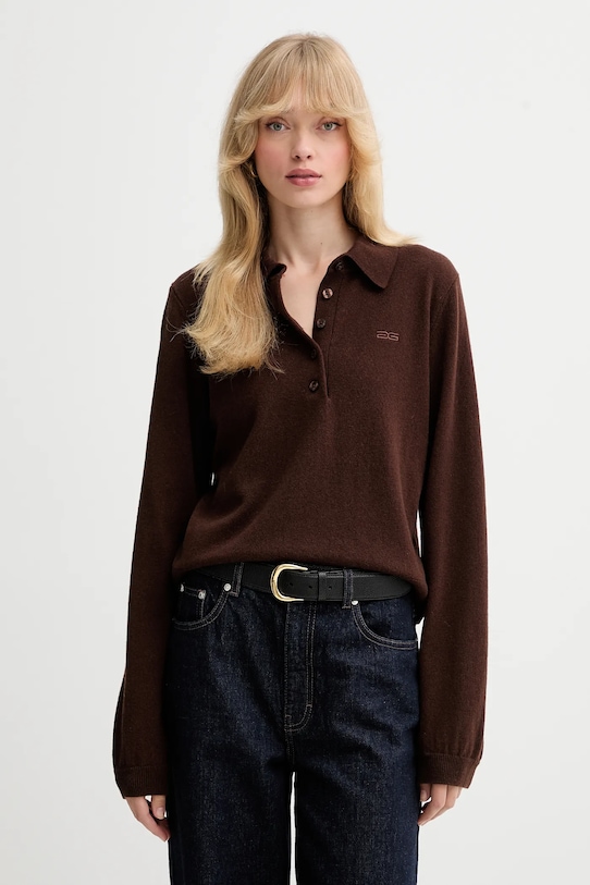 Gestuz sweter wełniany wełna brązowy 10910534