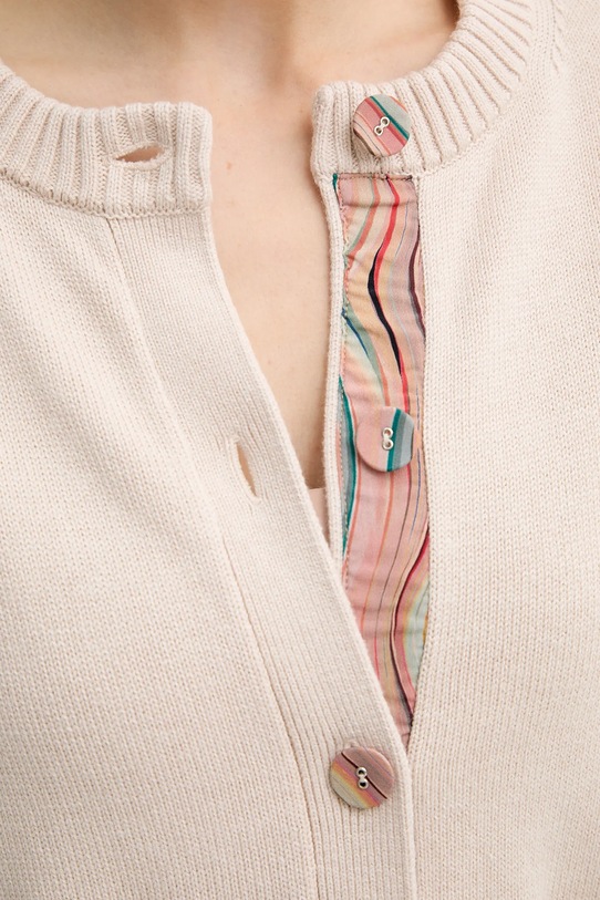 Vlněný kardigan PS Paul Smith W2R.585N.T31330 béžová