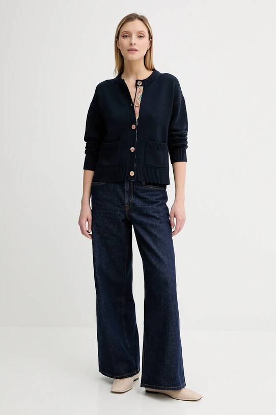 Vlněný kardigan PS Paul Smith W2R.585N.T31330 námořnická modř AW25