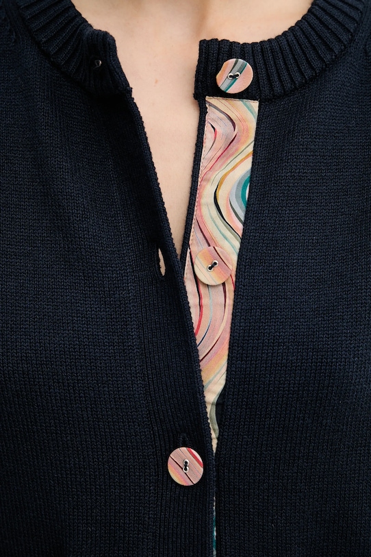 Vlněný kardigan PS Paul Smith W2R.585N.T31330 námořnická modř