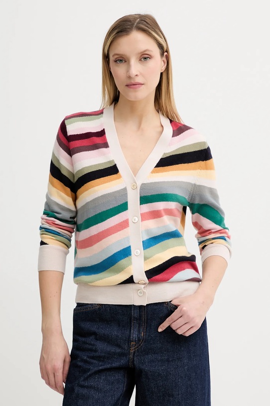 Vlněný kardigan PS Paul Smith vlna béžová W2R.588N.T31328