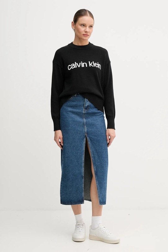 Calvin Klein Jeans sweter bawełniany LV047C311G czarny AW25