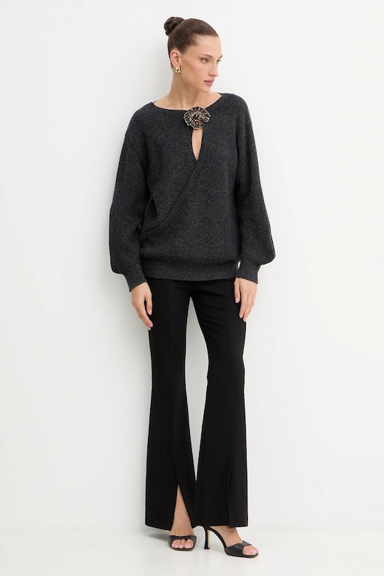 Simona Corsellini sweter z dodatkiem wełny A25CPMGG0401 szary AW25