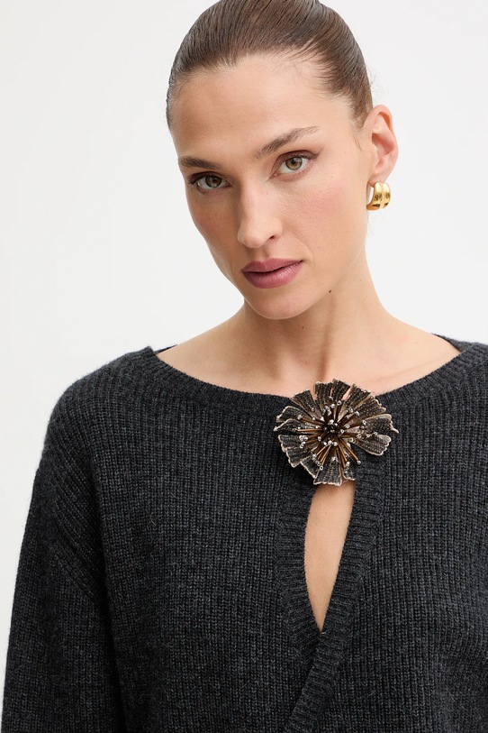 Simona Corsellini sweter z dodatkiem wełny szary A25CPMGG0401