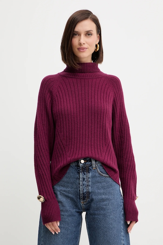 Simona Corsellini sweter wełniany wełna bordowy A25CPMGG0801
