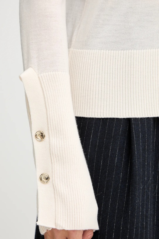 Simona Corsellini kardigan wełniany A25CPCRE0201 beżowy