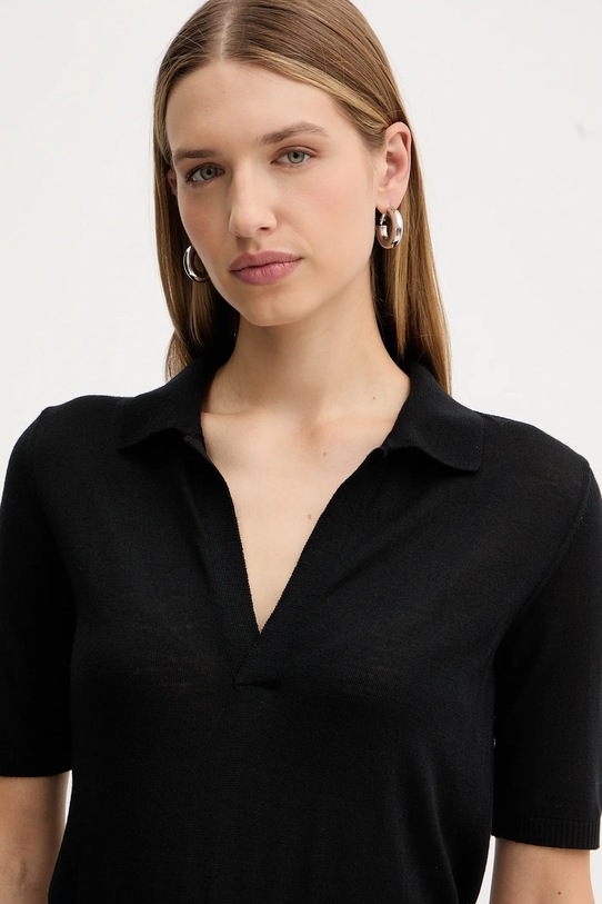 Simona Corsellini polo wełniane czarny A25CPMGE0501