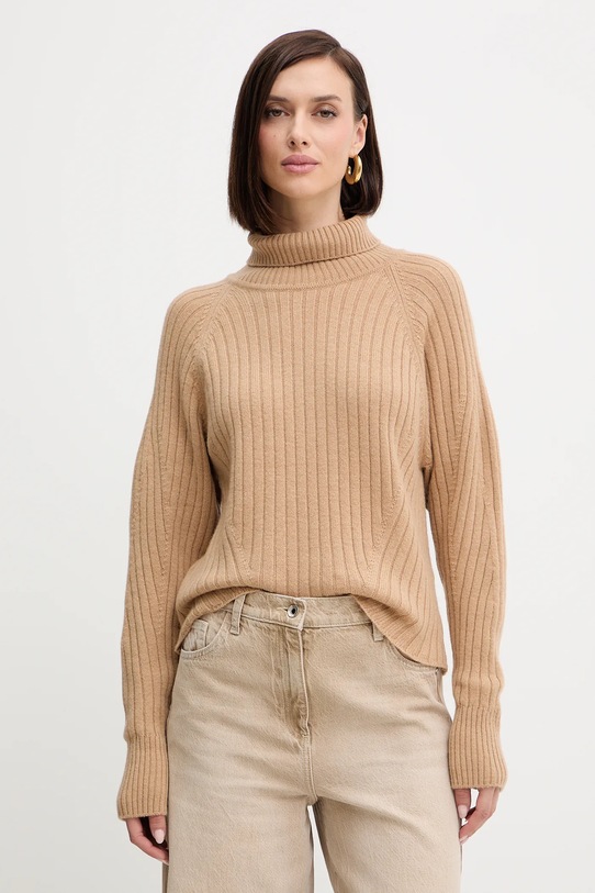 Шерстяной свитер Simona Corsellini тонкий бежевый A25CPMGG08S1