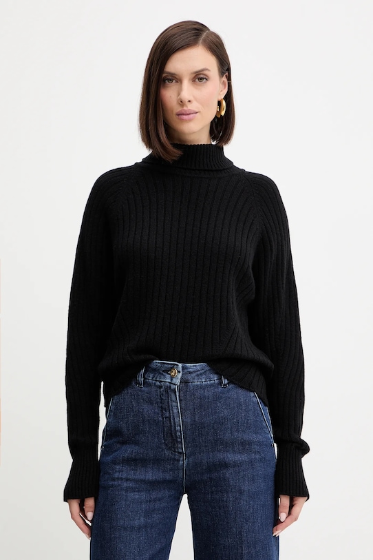Simona Corsellini sweter wełniany wełna czarny A25CPMGG08S1
