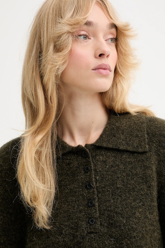 Gestuz pulover de lână verde 10910589