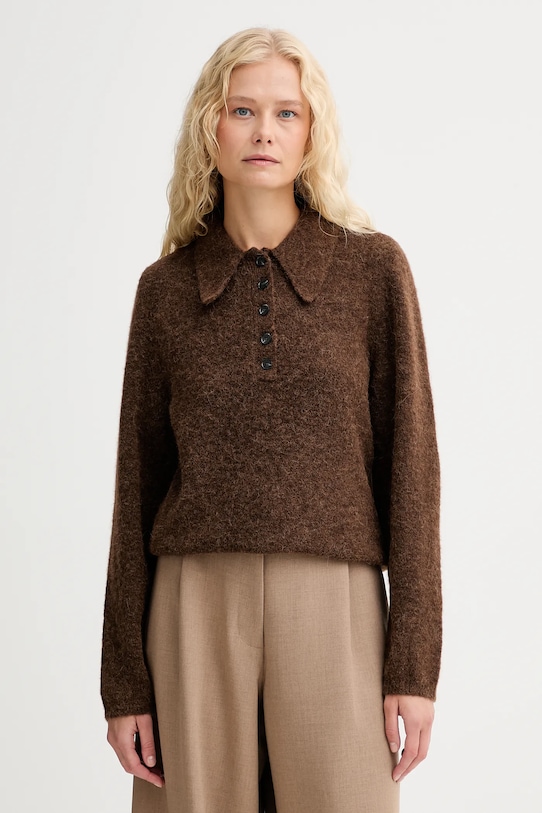 Gestuz sweter wełniany wełna brązowy 10910589