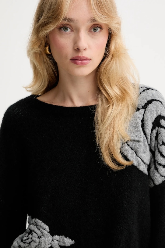 Gestuz sweter z domieszką wełny czarny 10910594