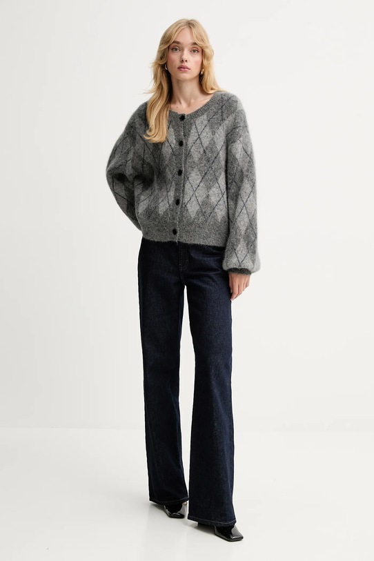 Вовняний кардиган Gestuz 10910660 сірий AW25