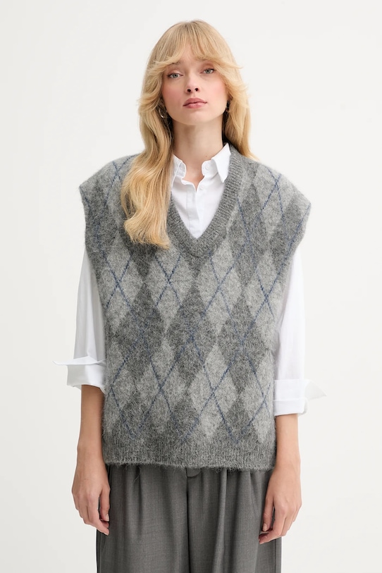 Vlnená vesta Gestuz vlna sivá 10910731